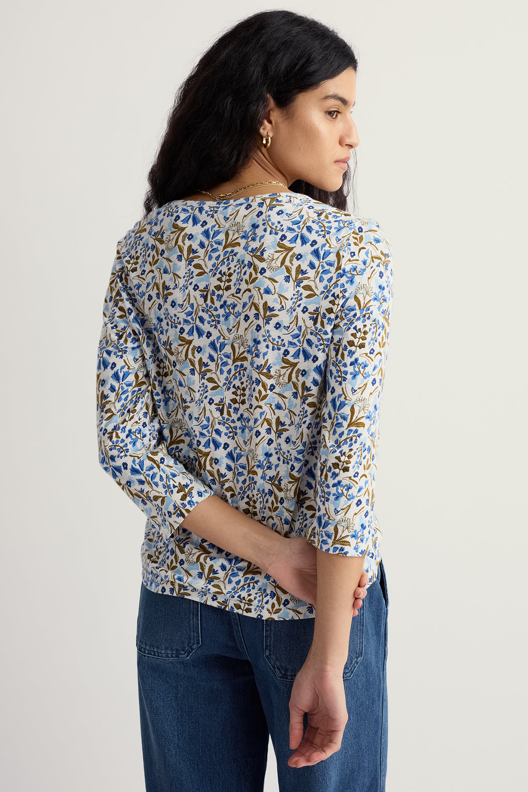 Seasalt WM355506-37220 Penhollow Woodland Floral Chalk Top