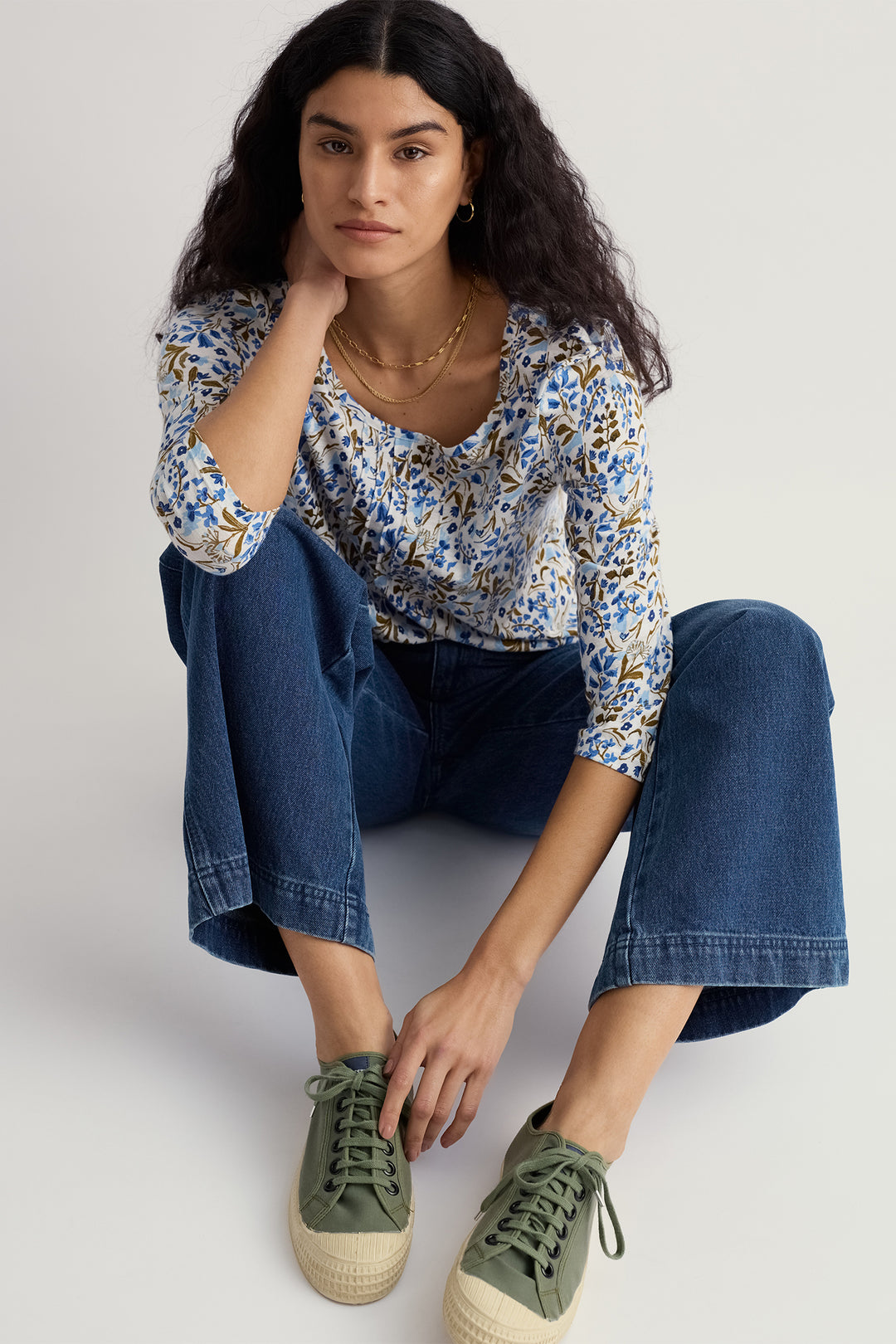 Seasalt WM355506-37220 Penhollow Woodland Floral Chalk Top