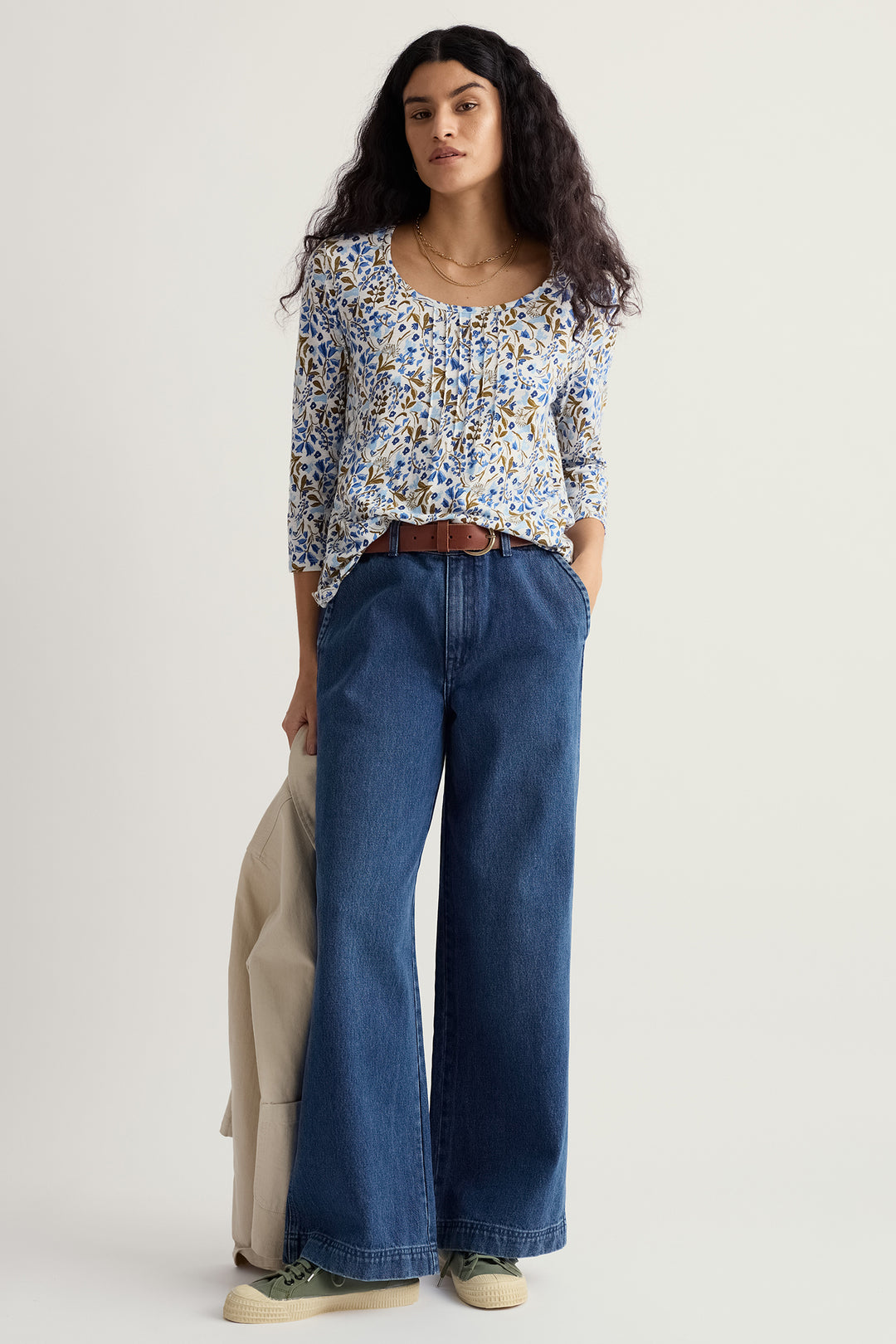 Seasalt WM355506-37220 Penhollow Woodland Floral Chalk Top