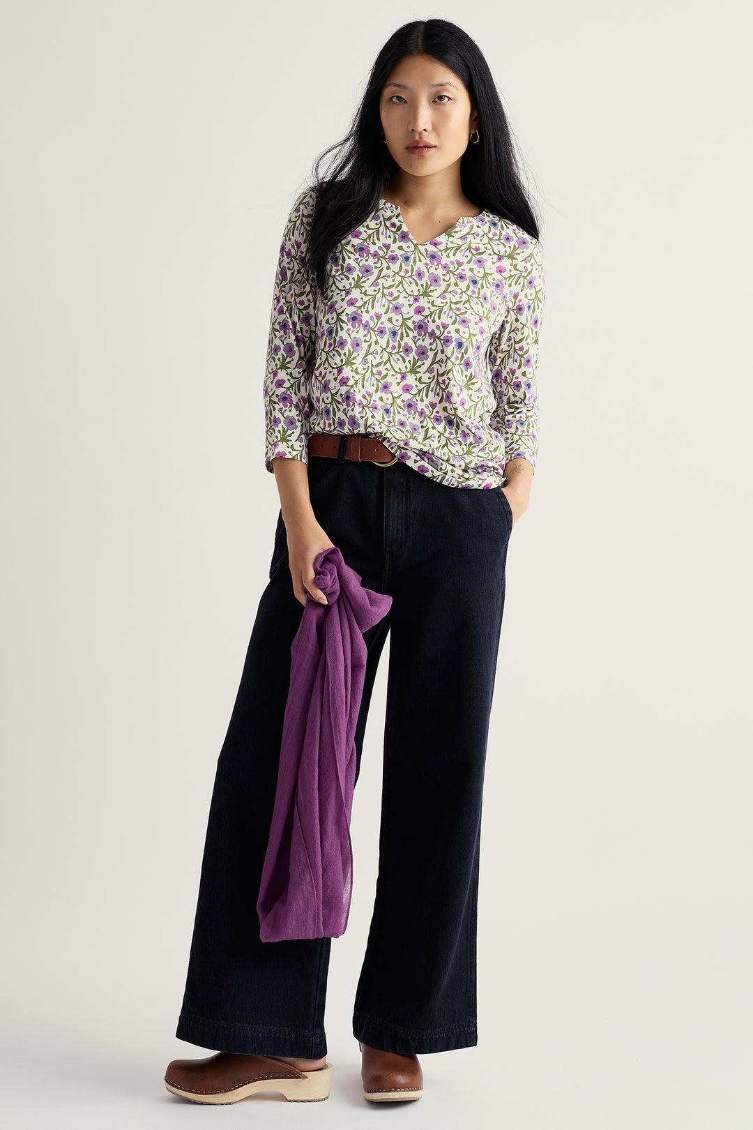 Seasalt WM38087R Blotted Anemone Chalk 3/4 Kellow Top