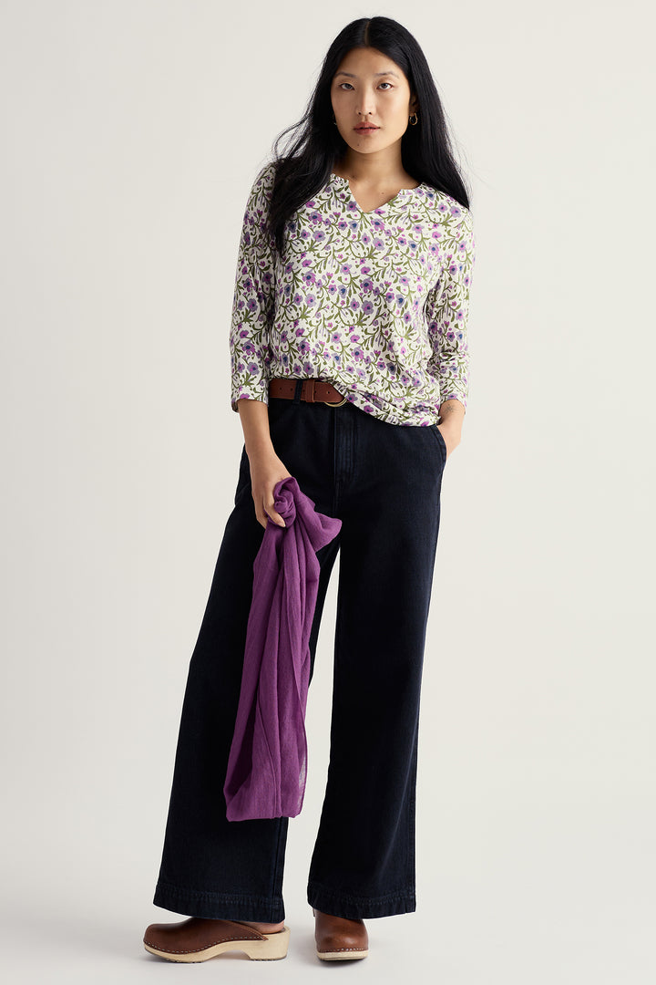 Seasalt WM38087R Blotted Anemone Chalk 3/4 Kellow Top