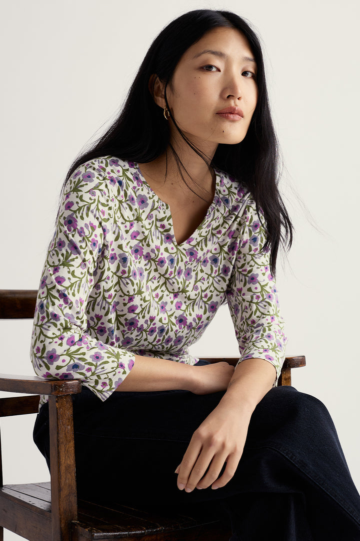 Seasalt WM38087R Blotted Anemone Chalk 3/4 Kellow Top