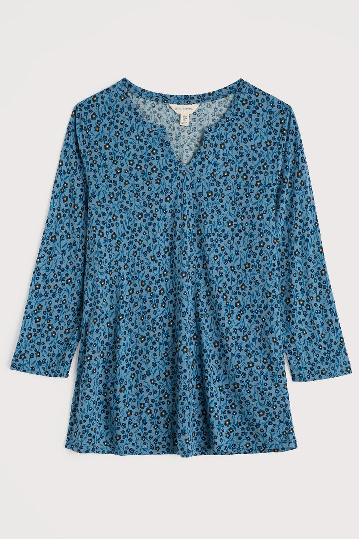Seasalt WM38087R Blue Flax Flower Horizon 3/4 Kellow Top