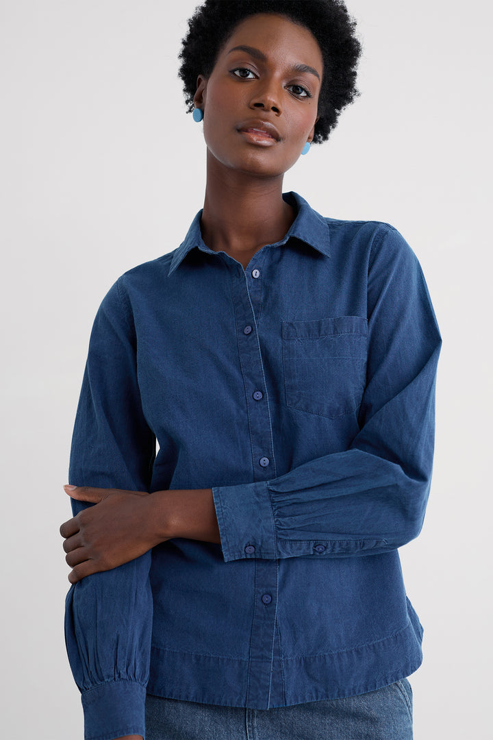 Seasalt WM39489 37378 Mid Indigo Organic Cotton Isla Shirt