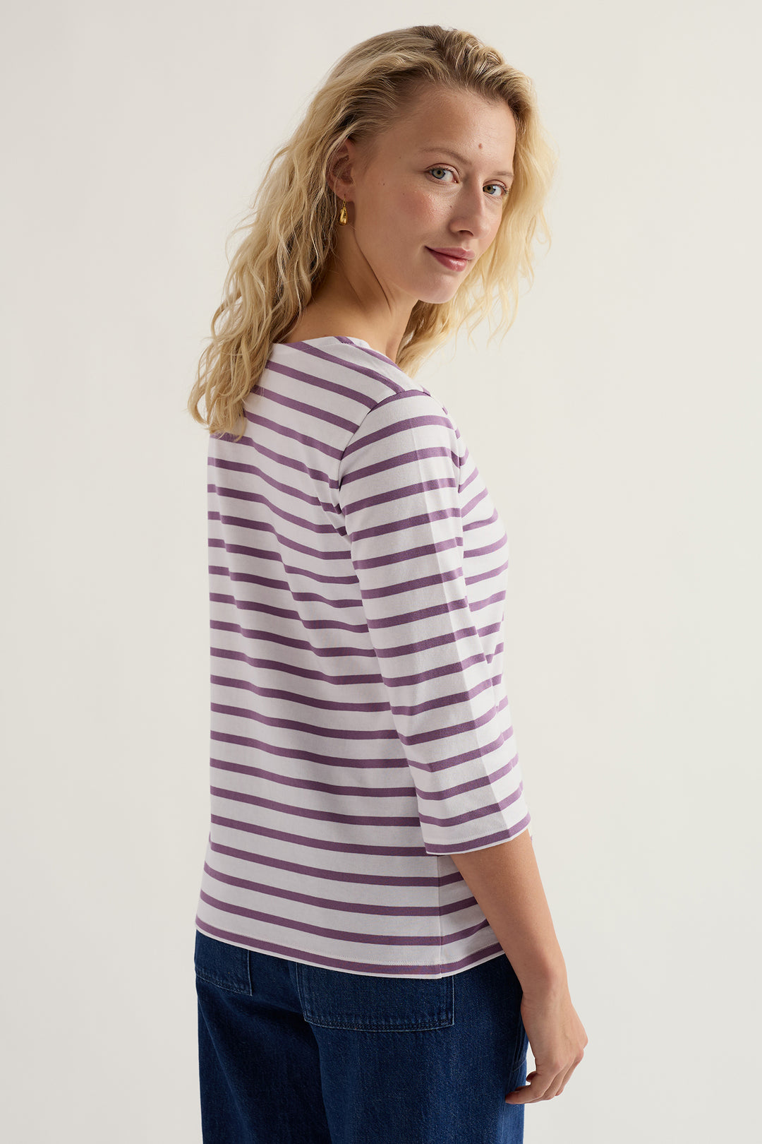 Seasalt WM39526 Breton Verbena White Lilac Sailor Top