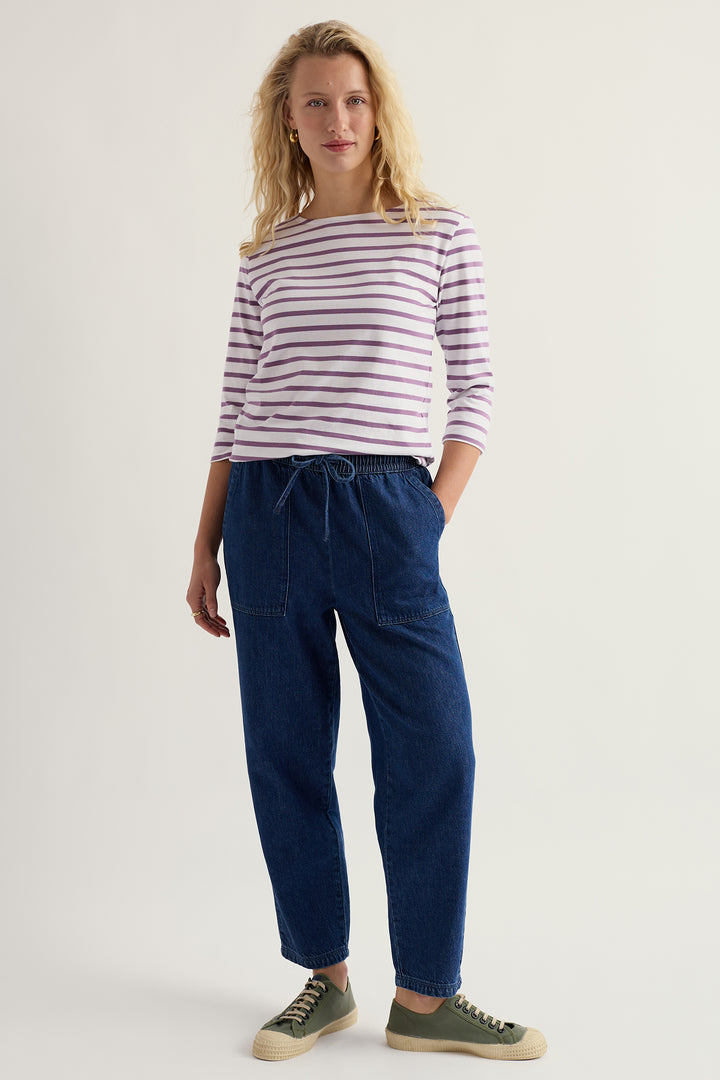 Seasalt WM39526 Breton Verbena White Lilac Sailor Top