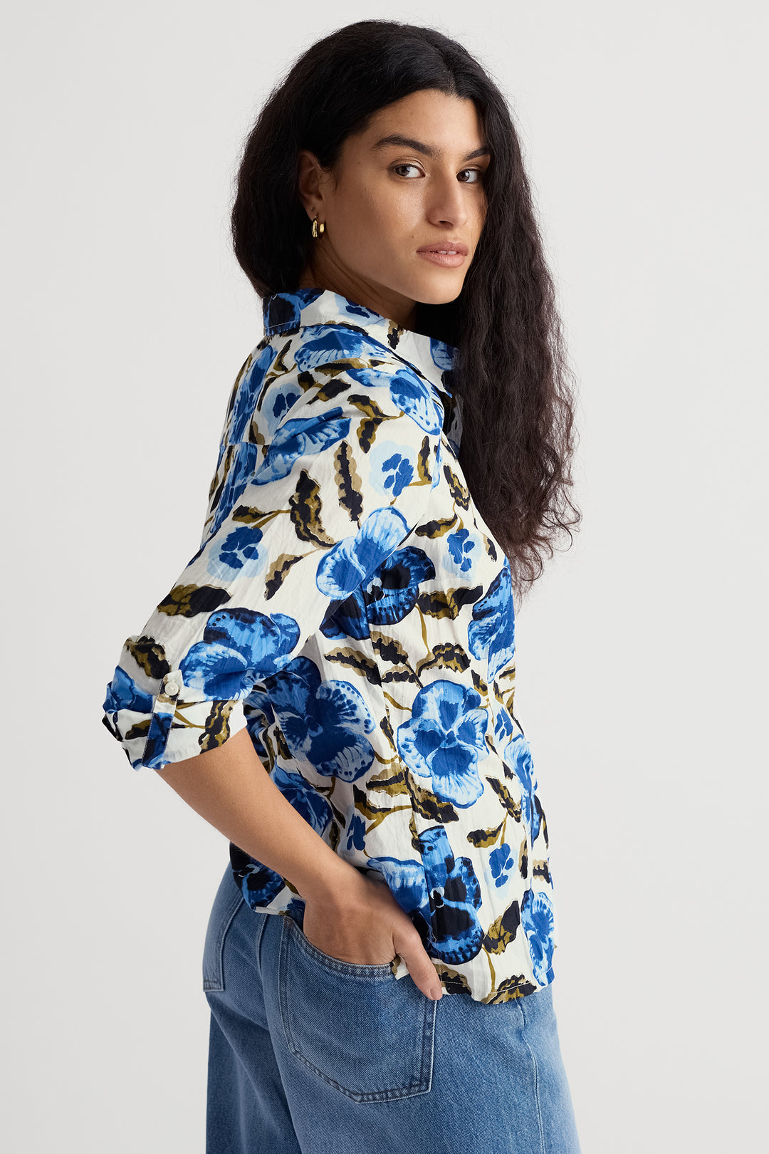 Seasalt WM39616-37229 Blue Spring Pansy Chalk Larissa Shirt