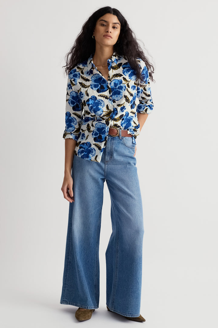 Seasalt WM39616-37229 Blue Spring Pansy Chalk Larissa Shirt