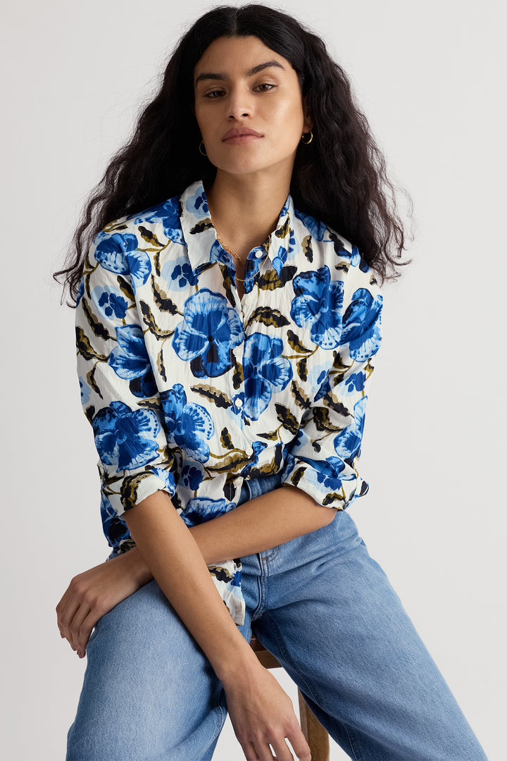 Seasalt WM39616-37229 Blue Spring Pansy Chalk Larissa Shirt