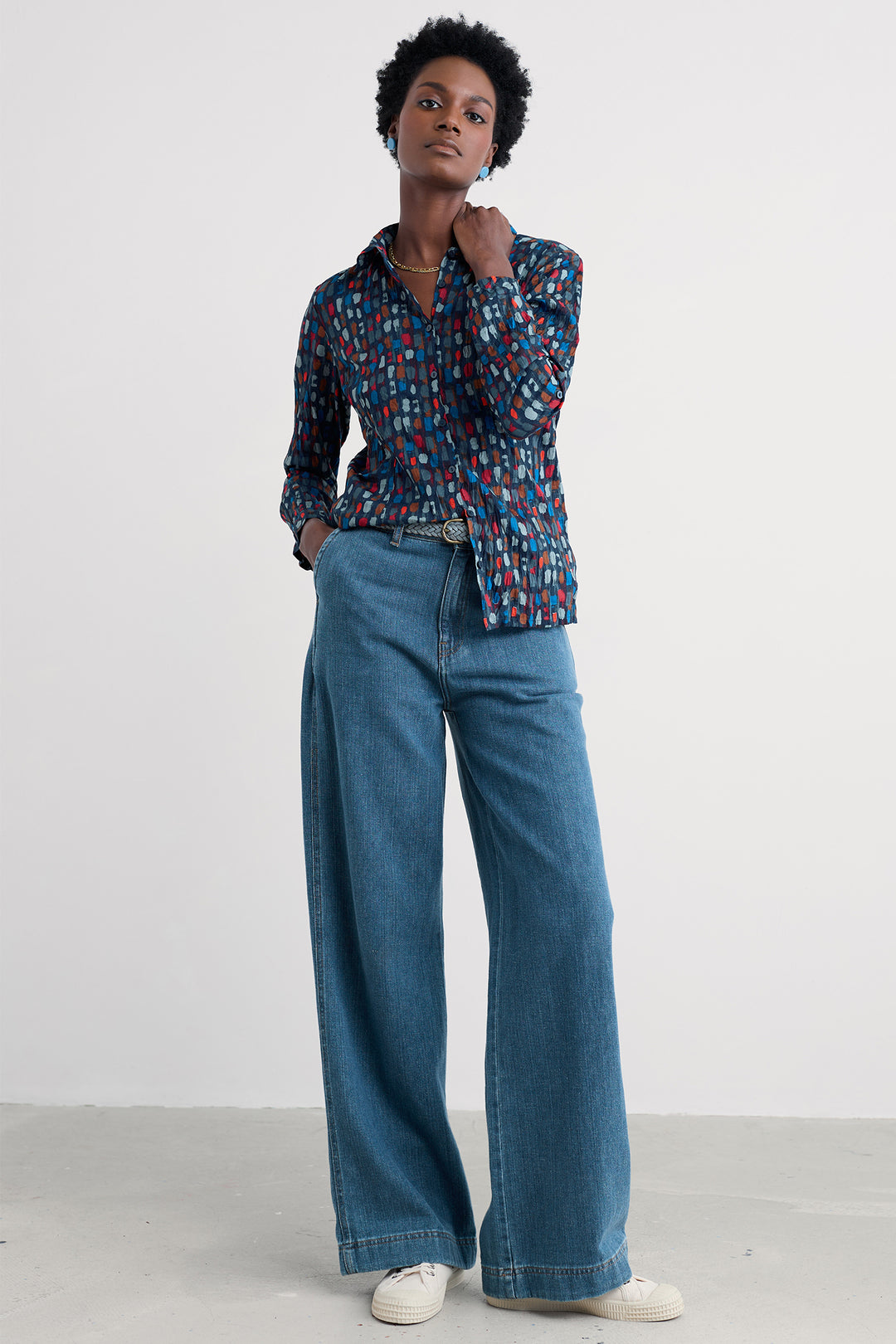 Seasalt WM39616 Larissa Dye Strokes Dark Lugger Shirt