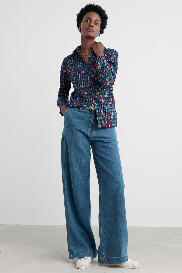 Seasalt WM39616 Larissa Dye Strokes Dark Lugger Shirt