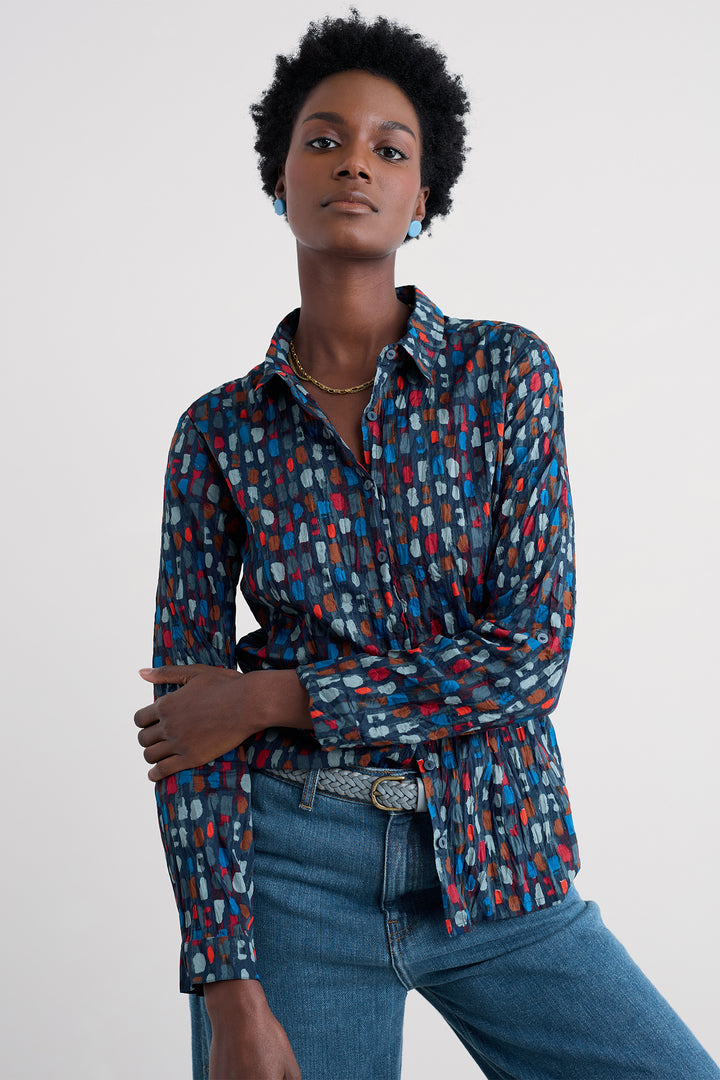 Seasalt WM39616 Larissa Dye Strokes Dark Lugger Shirt