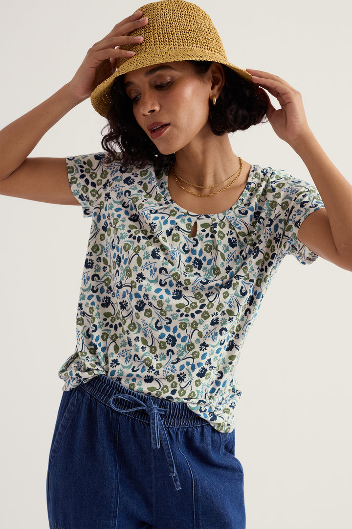 Seasalt WM39649R Appletree Beach Blooms Chalk T-Shirt