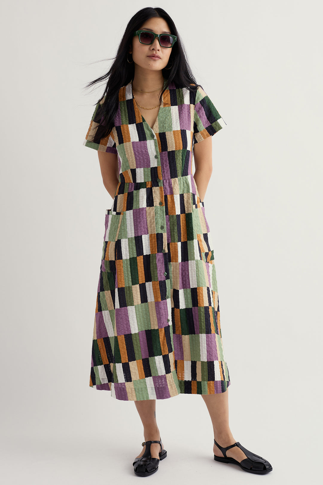 Seasalt WM39740 Fowen Field Colour Dried Basil Shirt Dress