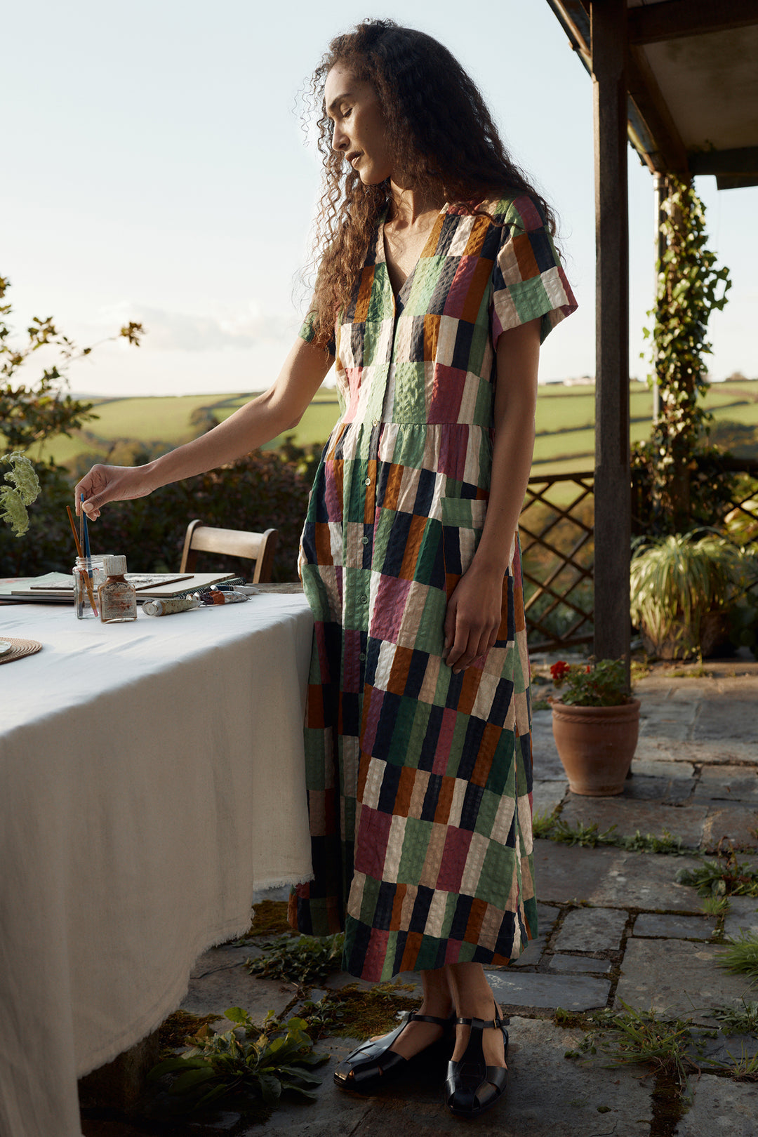 Seasalt WM39740 Fowen Field Colour Dried Basil Shirt Dress