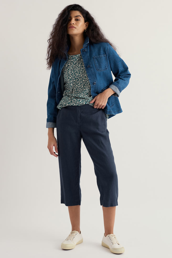 Seasalt WM40028-23059 Brawn Point Maritime Navy Crop Trousers