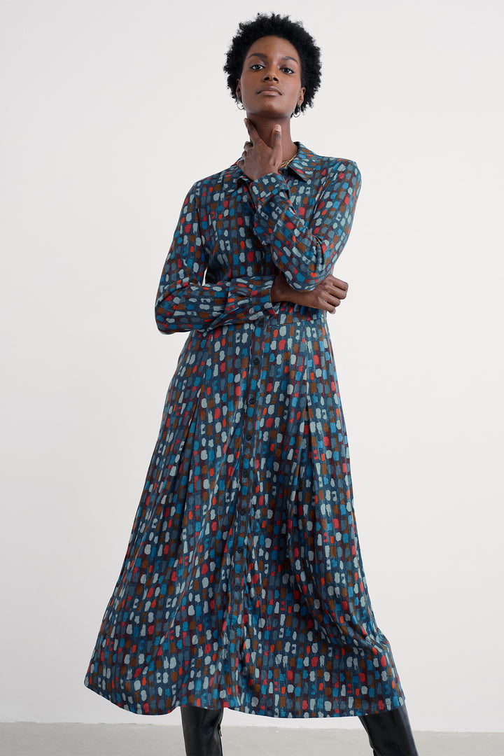 Seasalt WM4009 Coastline Blue Regular Dye Strokes Dark Lugger Dress