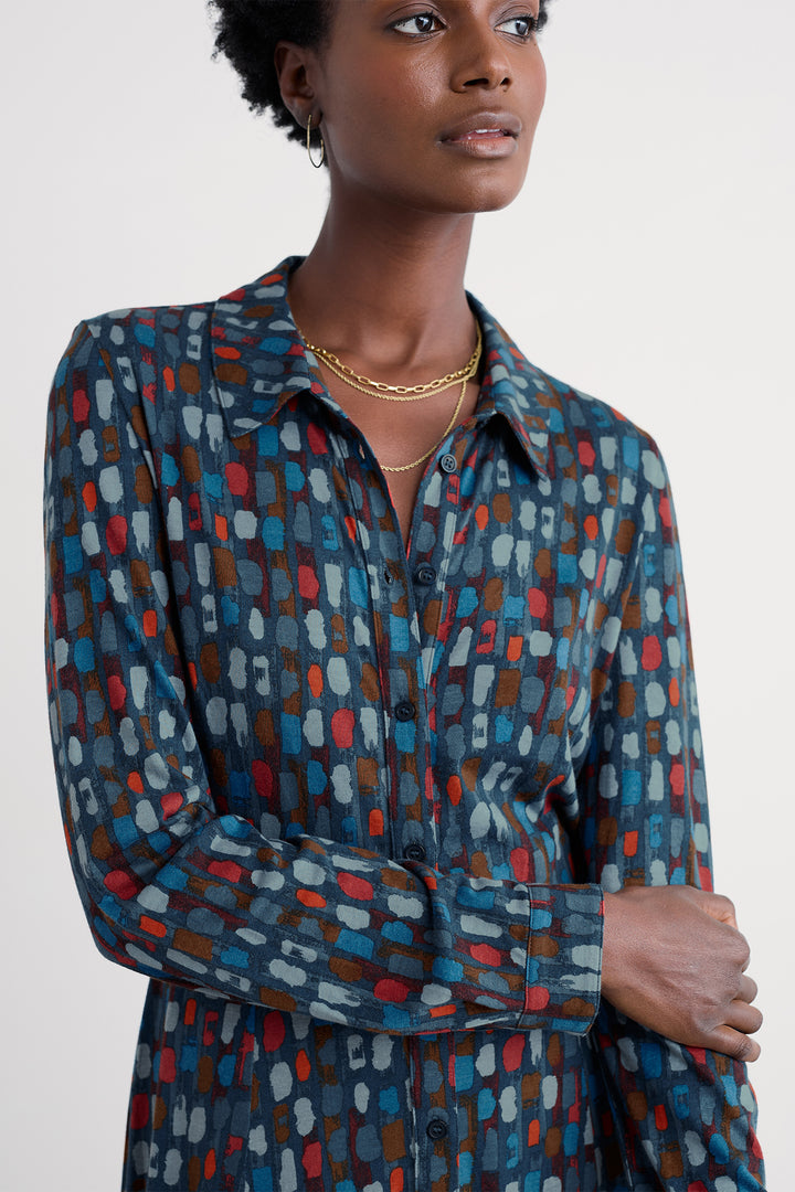 Seasalt WM4009 Coastline Blue Regular Dye Strokes Dark Lugger Dress