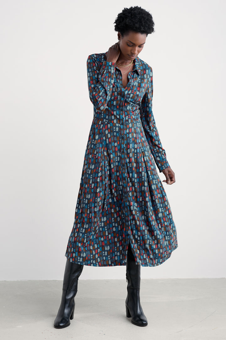 Seasalt WM4009 Coastline Blue Regular Dye Strokes Dark Lugger Dress