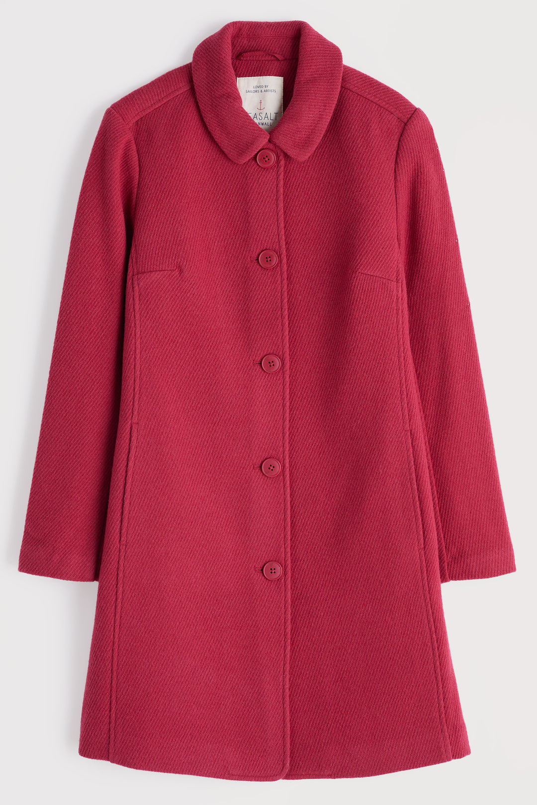 Red coat with buttons on a white background
