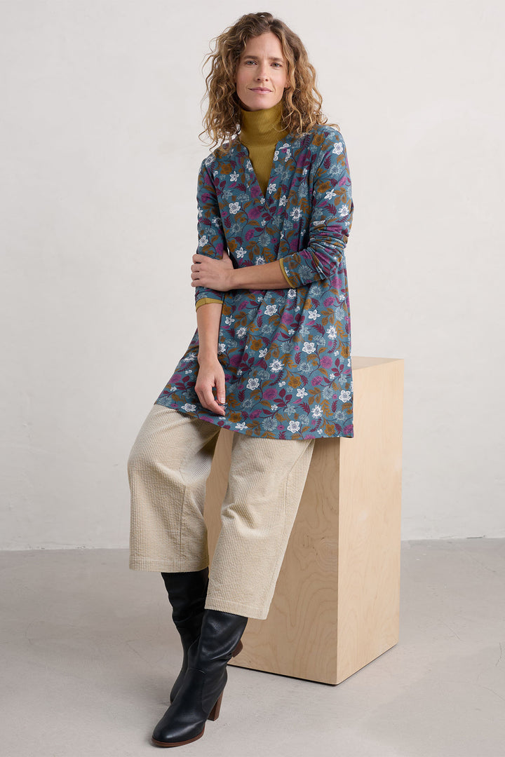 Seasalt Wreathe Tunic Woodblock Bloom Dusky Jade B-WM31066-33001 - Shirley Allum Boutique