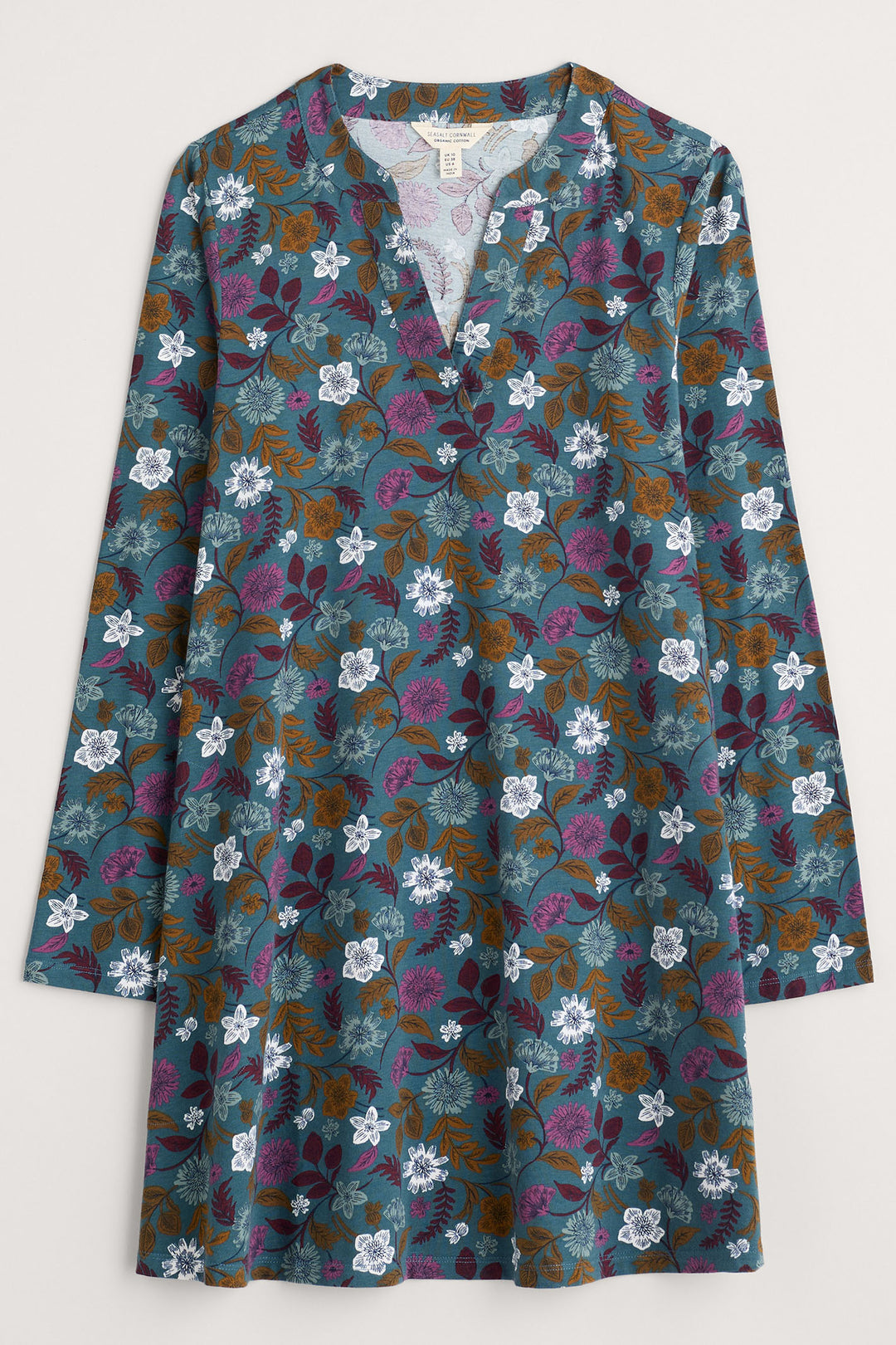 Seasalt Wreathe Tunic Woodblock Bloom Dusky Jade B-WM31066-33001 - Shirley Allum Boutique
