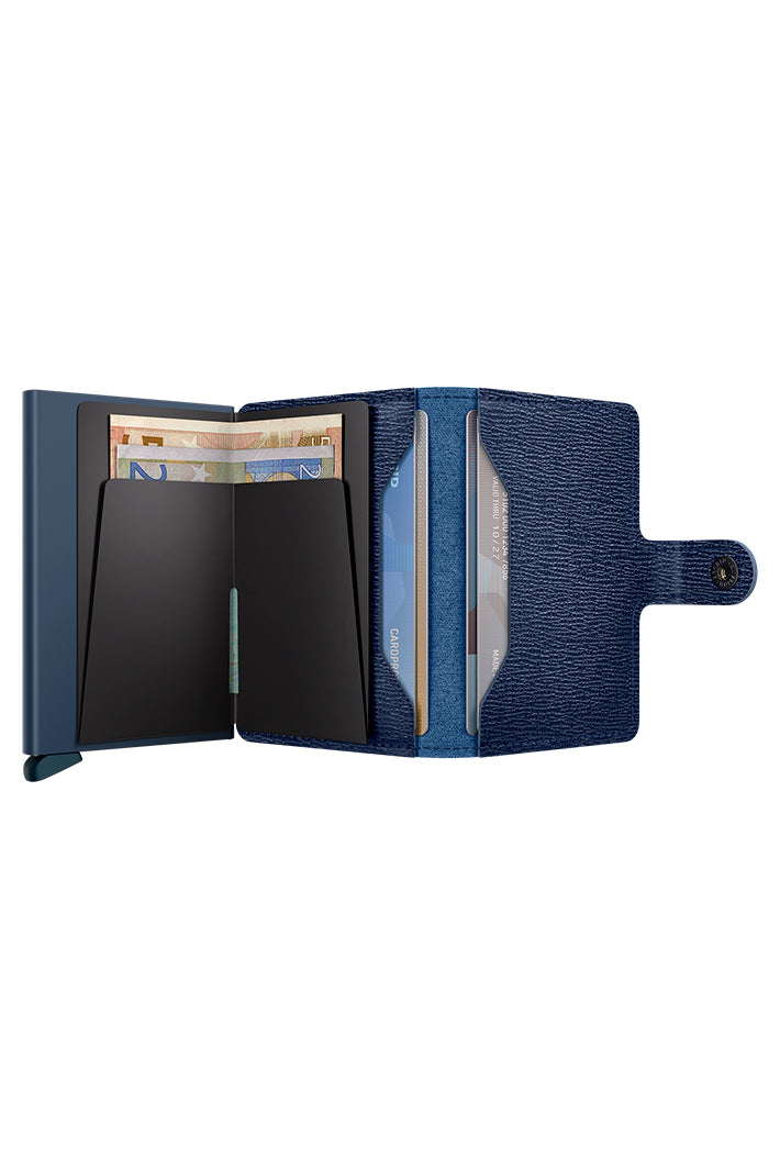Secrid Miniwallet Crisple Navy, open showing cards