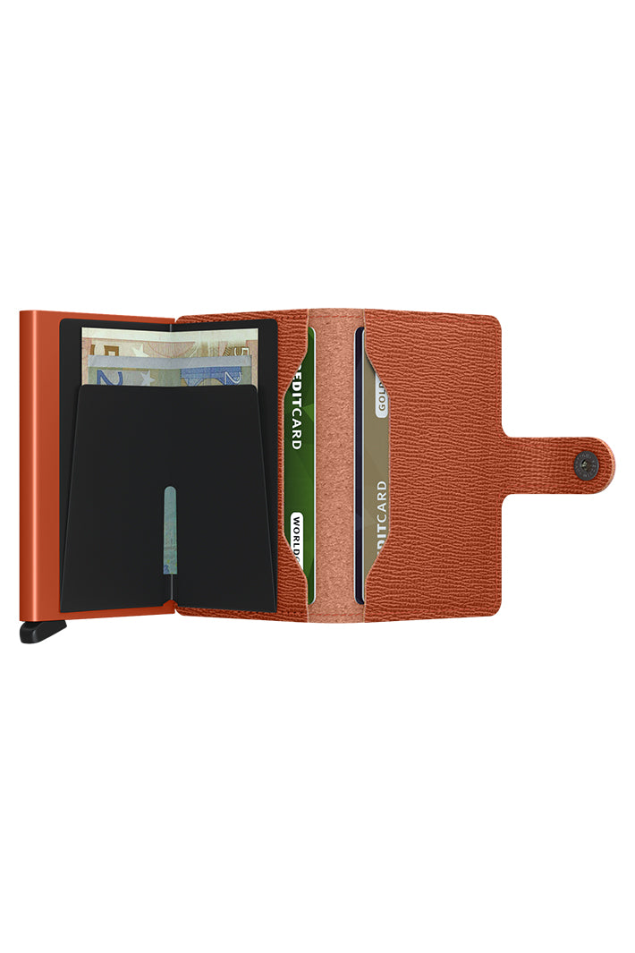 Secrid Miniwallet Crisple Pumpkin Orange, open showing cards