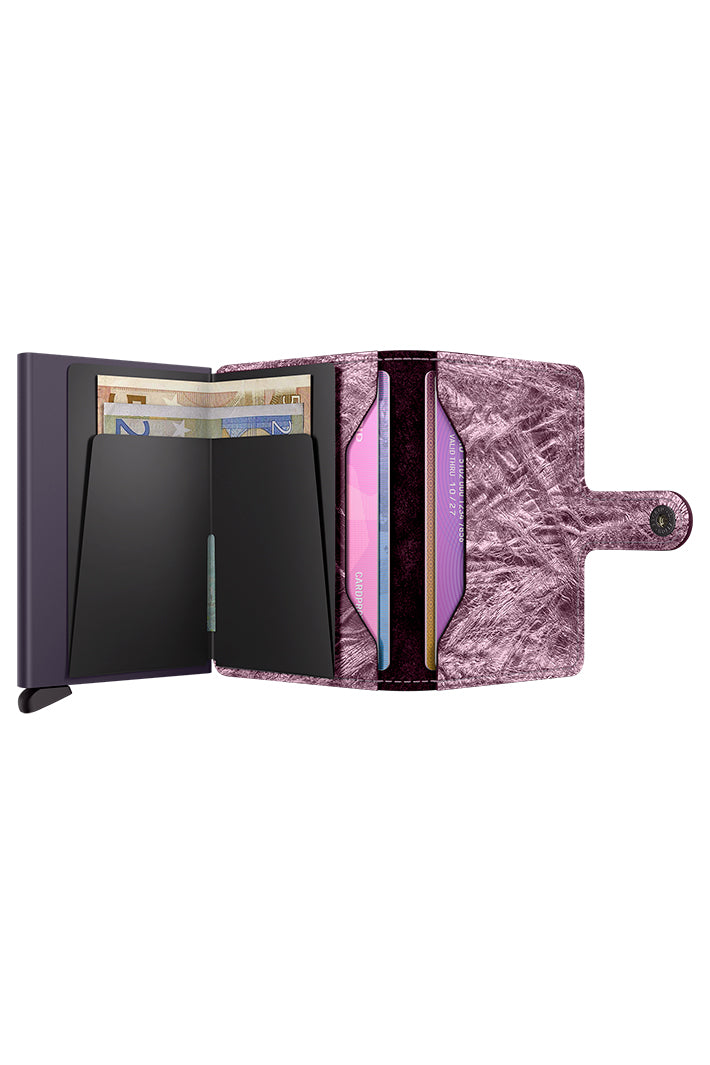Secrid Miniwallet Crunch Pink, open showing cards