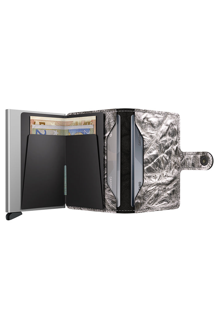 Secrid Miniwallet Crunch Silver, open showing cards