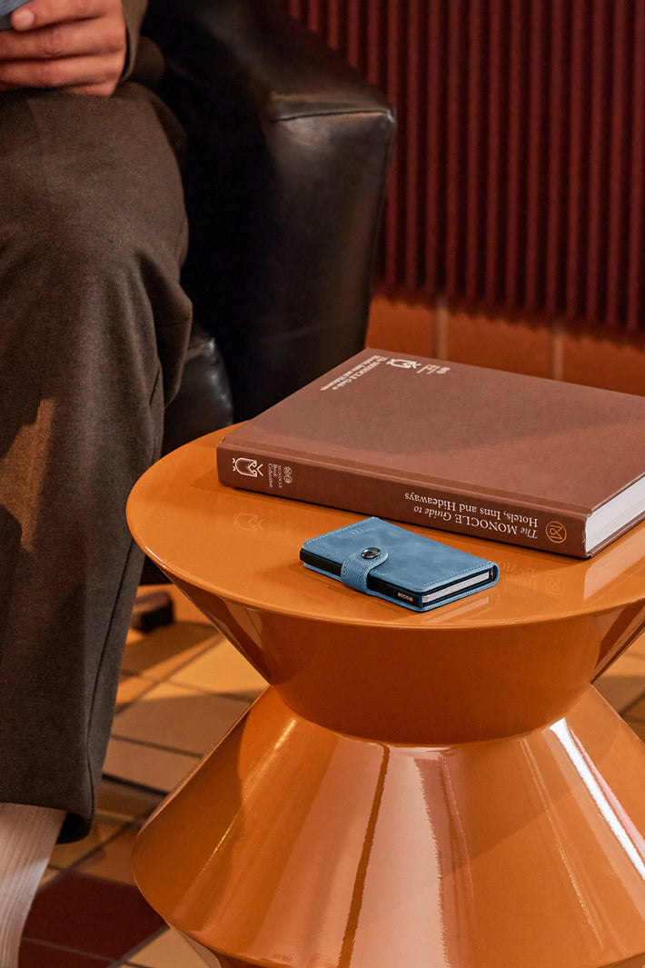 Secrid Miniwallet Vintage Teal Blue, lifestyle shot