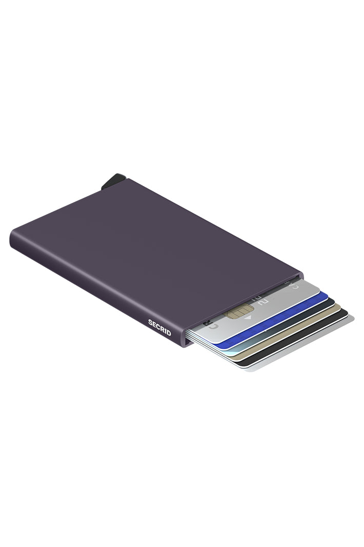 Secrid RFID &amp; NFC Card Protector Dark Purple, open showing cards