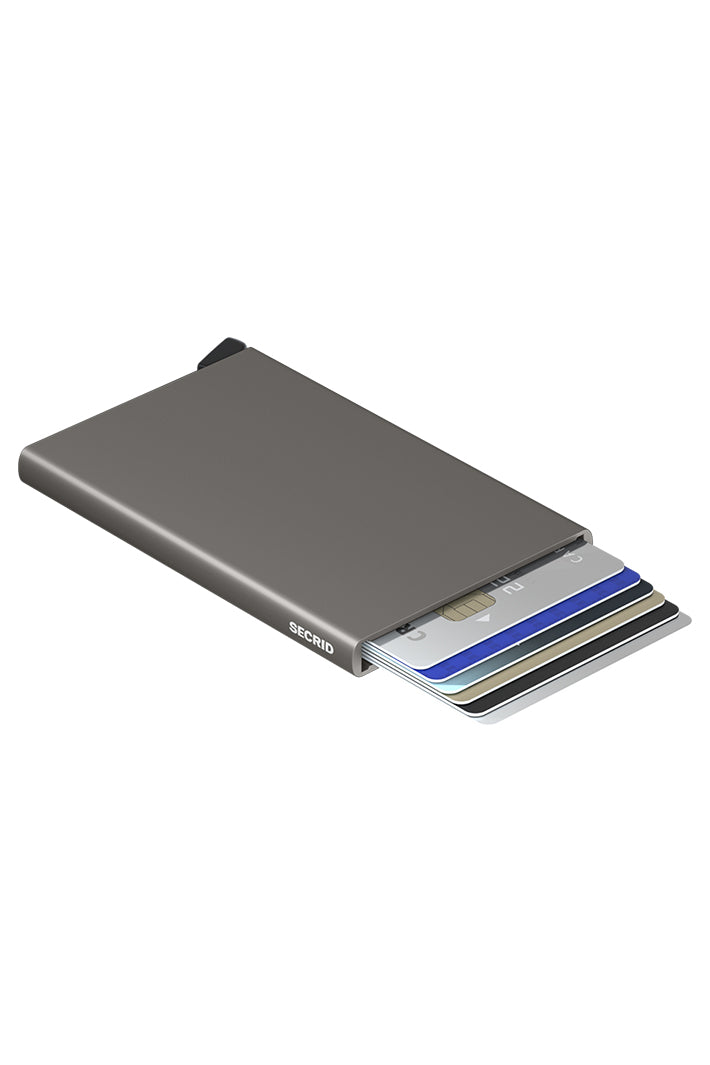 Secrid RFID &amp; NFC Card Protector Earth Grey, open showing cards