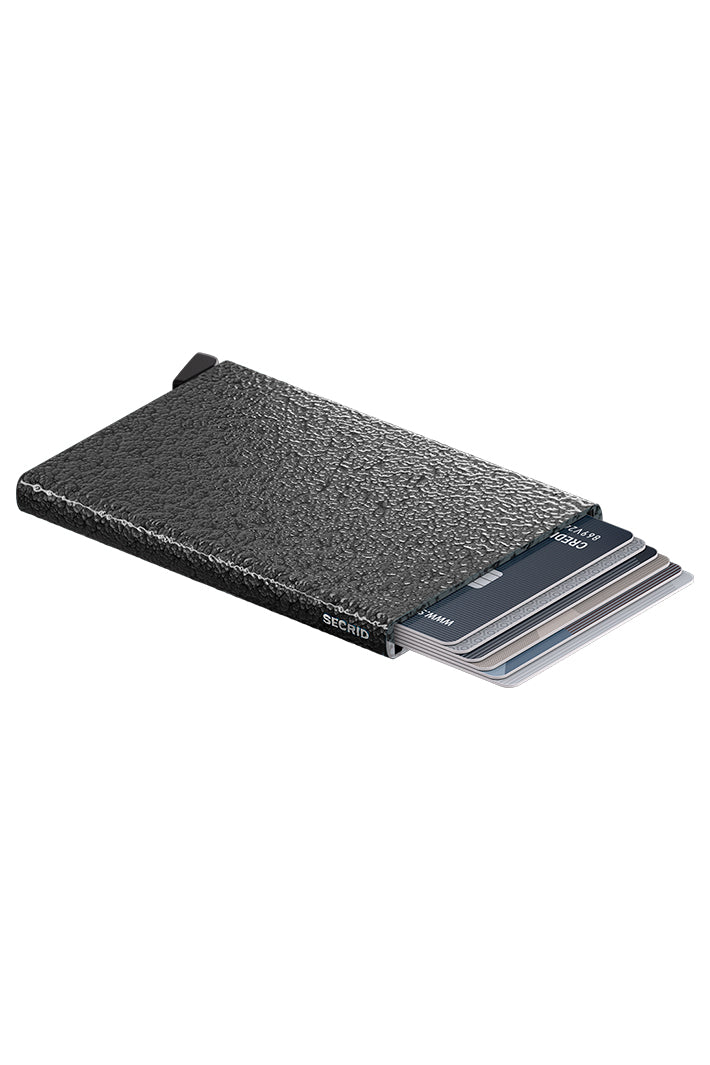 Secrid RFID &amp; NFC Card Protector Hammerstone Charcoal Black, open showing cards