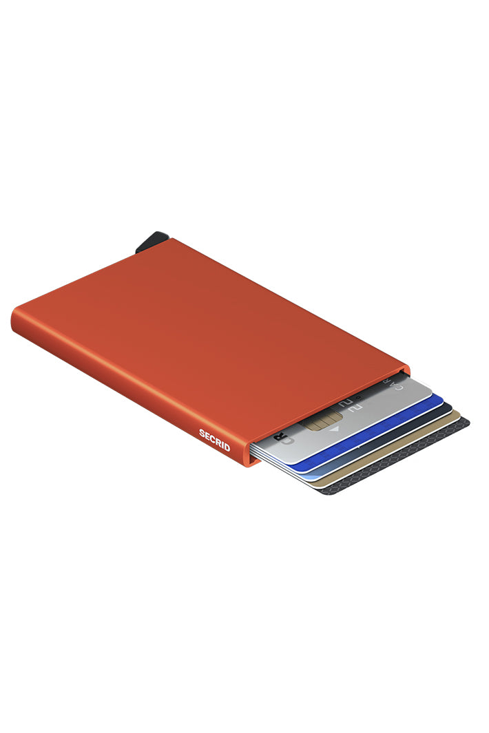 Secrid RFID &amp; NFC Card Protector Orange, open showing cards