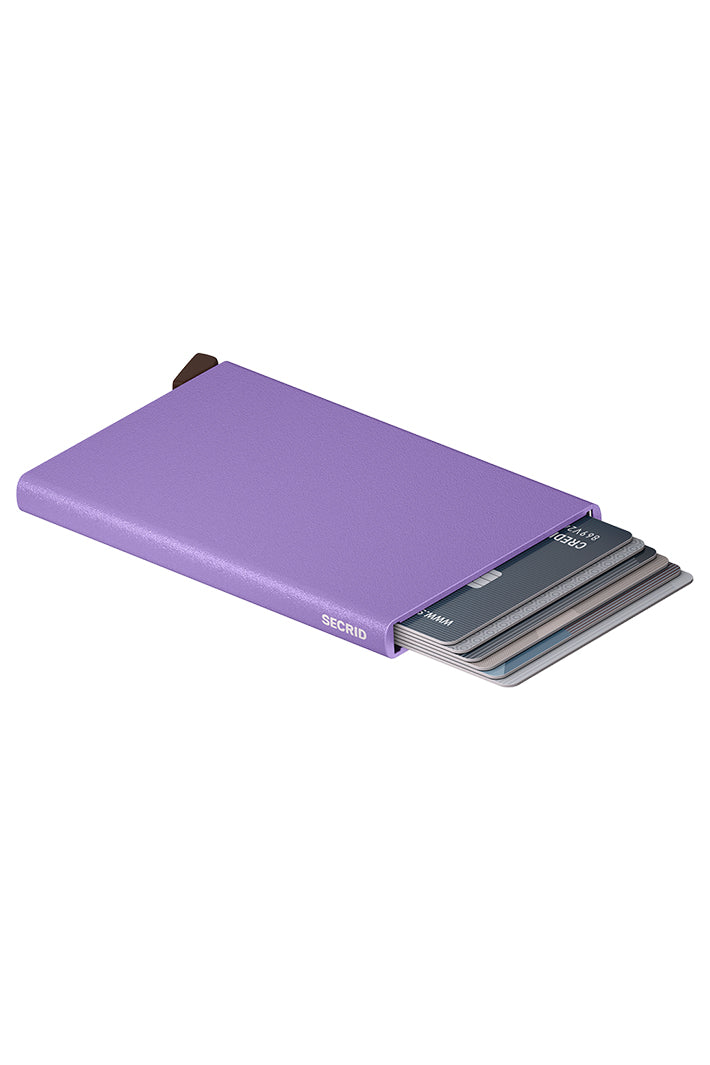 Secrid RFID & NFC Card Protector Powder Lilac Purple, open showing cards