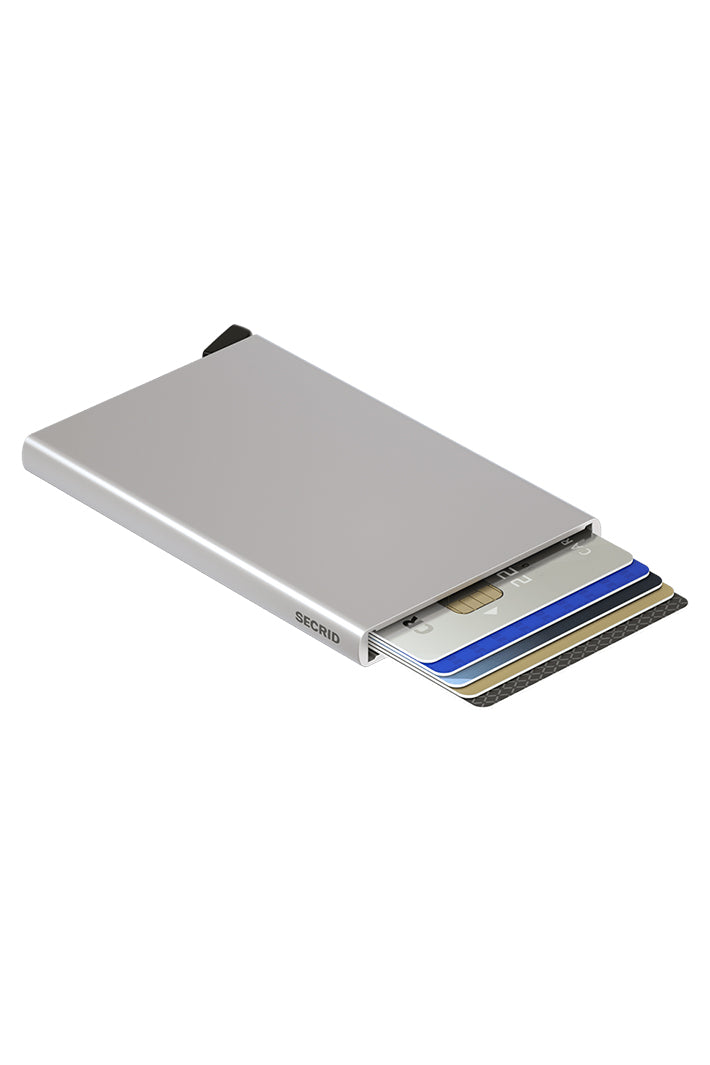 Secrid RFID &amp; NFC Card Protector Silver, open showing cards