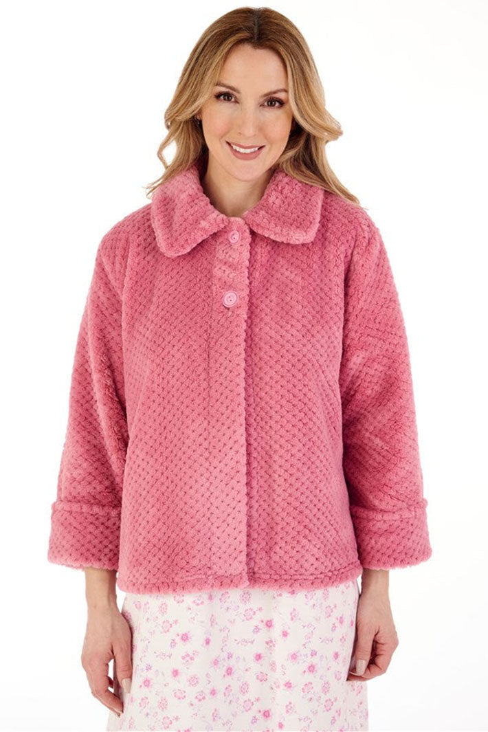Slenderella BJ4325 Pink 24" Luxury Waffle Fleece Bed Jacket - Shirley Allum Boutique