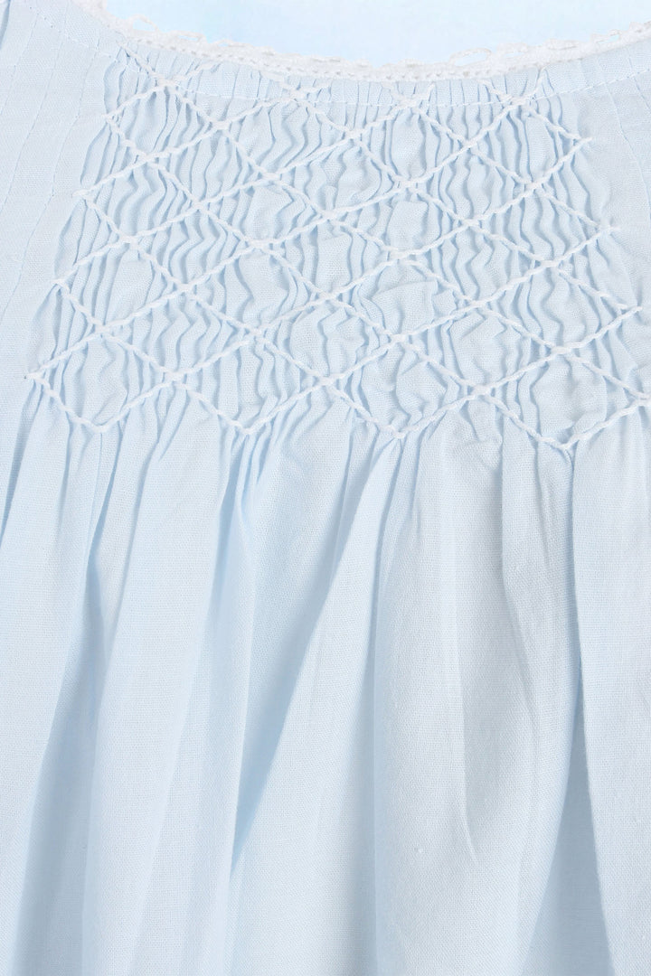 Slenderella Blue Hand Smocked 42 Woven Nightdress ND3256 - Shirley Allum Boutique