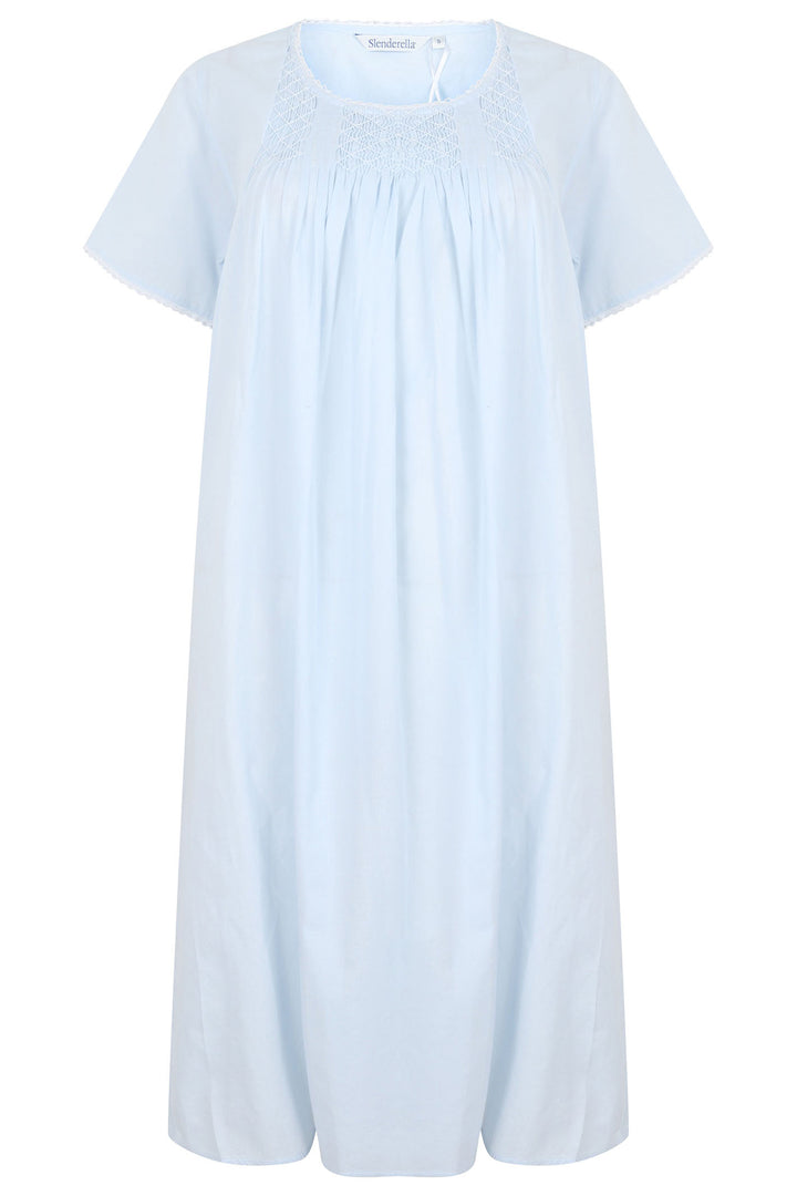 Slenderella Blue Hand Smocked 42 Woven Nightdress ND3256 - Shirley Allum Boutique