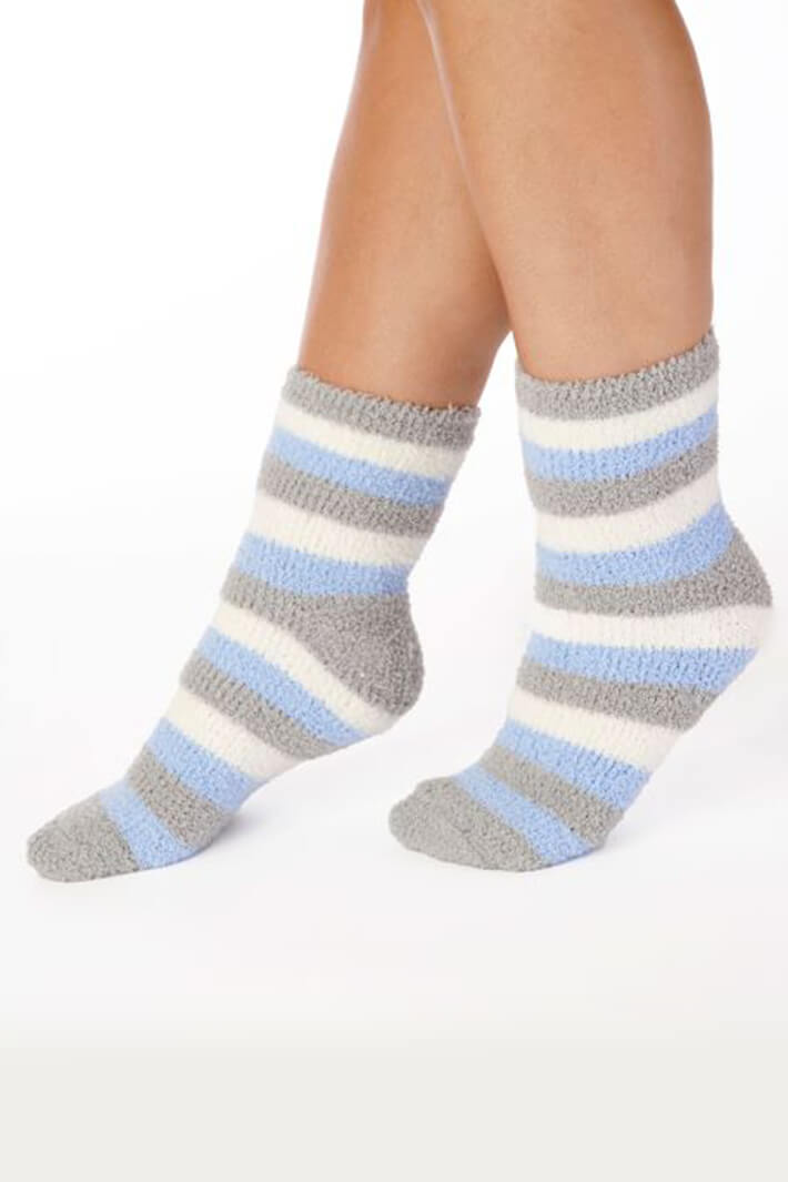 Slenderella BS147 Blue Pastel Striped Bed Sock - Shirley Allum Boutique