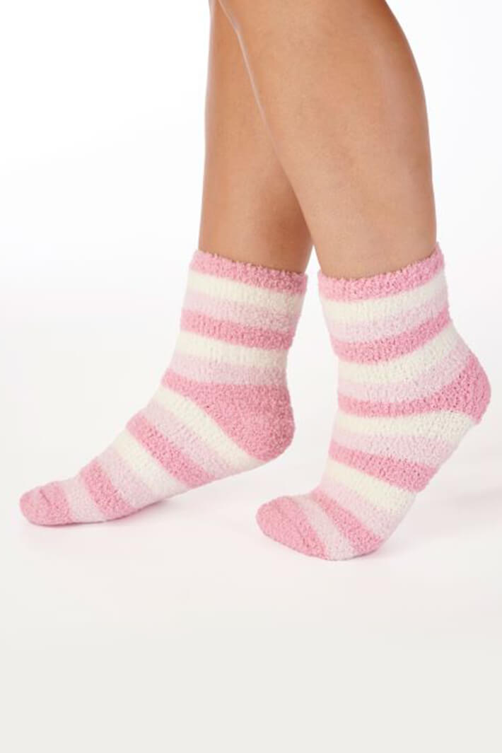 Slenderella BS147 Pink Pastel Striped Bed Sock - Shirley Allum Boutique