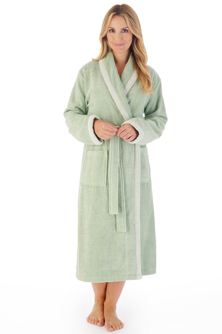 Slenderella HC03330 Mint Green 46 Cotton Towelling Dressing Gown - Shirley Allum Boutique