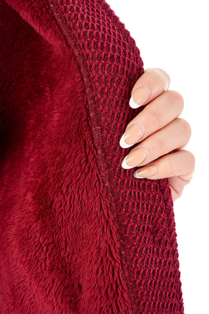 Slenderella HC08332 Raspberry Pink Soft Waffle Button Housecoat