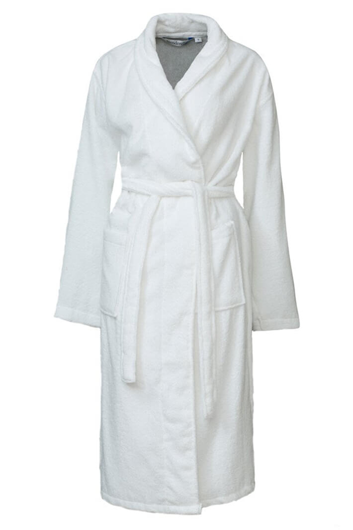 Slenderella HC1305 White Towelling Shawl Collar Dressing Gown - Shirley Allum Boutique