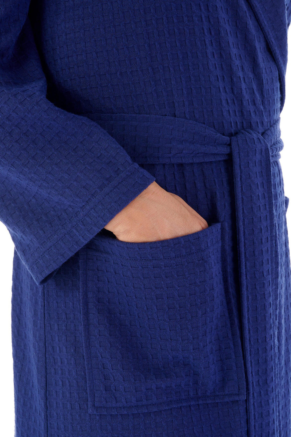 Slenderella HC3301 Navy Houndstooth Knit Shawl Collar Wrap Robe - Shirley Allum Boutique