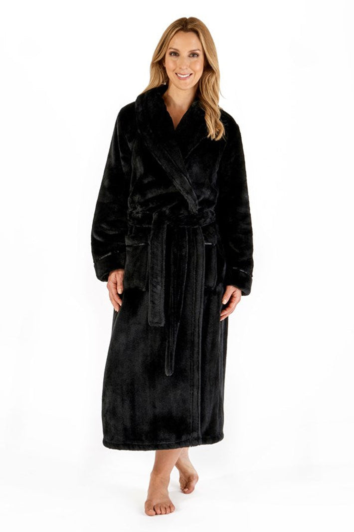 Slenderella HC4342 Black Housecoat, front view