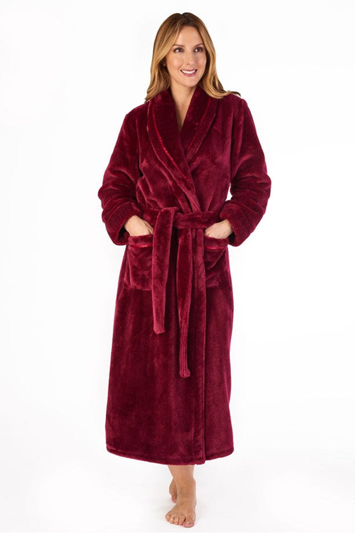 Slenderella HC4342 Raspberry Red Housecoat, front view