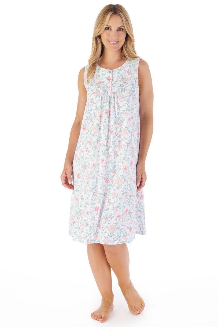 Slenderella ND03131 Pink Trailing Floral Print Jersey Nightdress - Shirley Allum Boutique