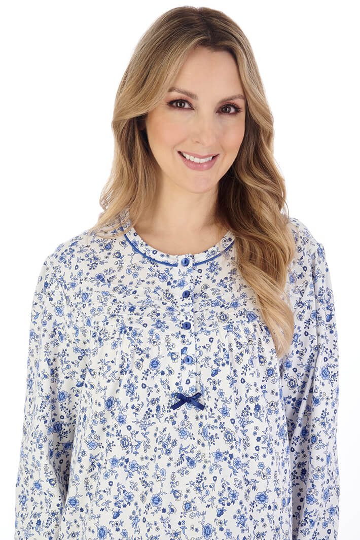 Slenderella ND04102 Blue Ditsy Floral Nightdress - Shirley Allum Boutique